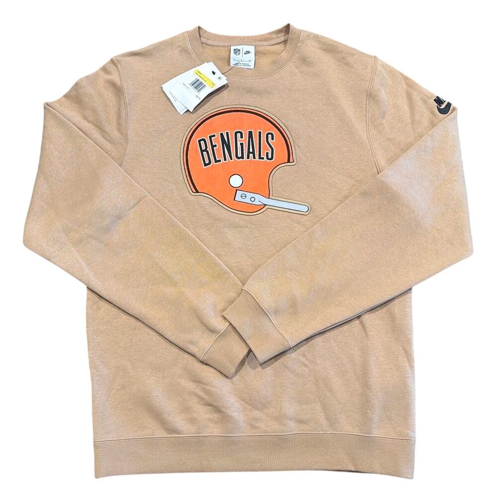 NWT Nike Cincinnati Bengals Throwback Helmet Crewneck Sweatshirt Tan Men’s Small